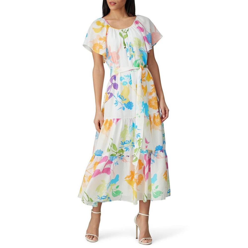 Tanya Taylor Printed Ella Dress White Size 16 Minor Fabric Pull